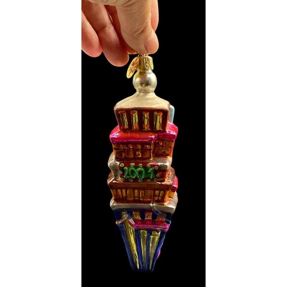 Christopher Radko 2001 Happy New Year Postcard Christmas Glass Ornament 6” - Picture 3 of 6
